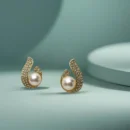 Gold Plated Pearl & Stone Stud Earrings for Women | Elegant & Skin-Friendly
