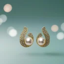 Gold Plated Pearl & Stone Stud Earrings for Women | Elegant & Skin-Friendly