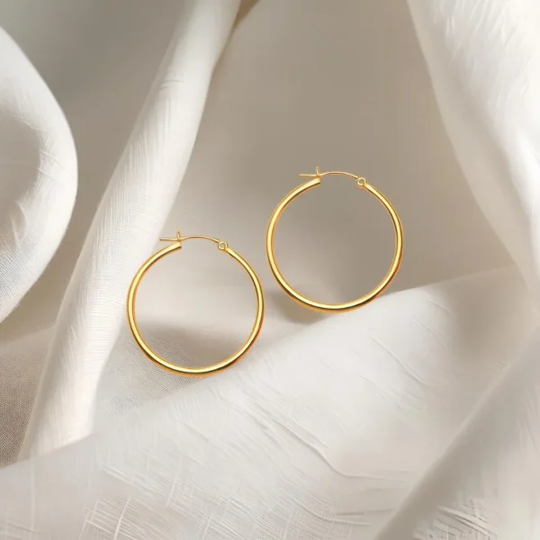 Classic Gold Plated Hoop Earrings for Women | Lightweight & Elegant Daily Wear Jewelry - Image 2