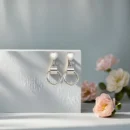 Silver Heart Hoop Drop Earrings
