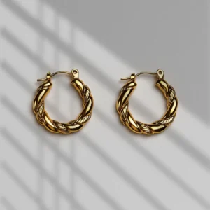 Elegant Twisted Gold Plated Hoop Earrings for Women Lightweight & Stylish Jewelry
