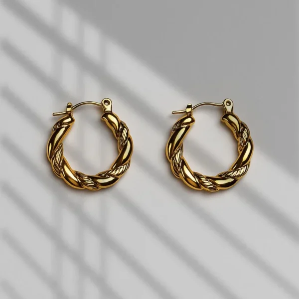 Elegant Twisted Gold Plated Hoop Earrings for Women Lightweight & Stylish Jewelry