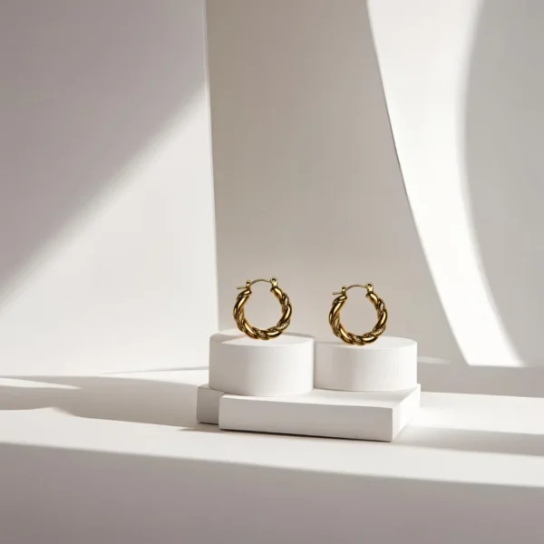 Elegant Twisted Gold Plated Hoop Earrings for Women Lightweight & Stylish Jewelry - Image 3