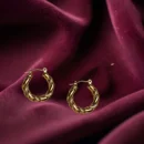 Elegant Twisted Gold Plated Hoop Earrings for Women Lightweight & Stylish Jewelry