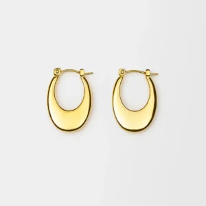 Minimal Gold-Plated Oval Hoop Earrings for Women