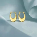Minimal Gold-Plated Oval Hoop Earrings for Women