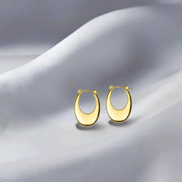 Minimal Gold-Plated Oval Hoop Earrings for Women - Image 5