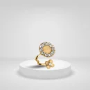 Gold Floral Stone-Studded Earrings for Women