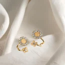 Gold Floral Stone-Studded Earrings for Women