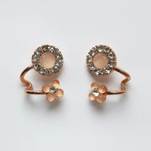 Rose Gold Floral Stone-Studded Earrings for Women