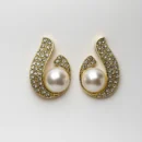 Gold Plated Pearl & Stone Stud Earrings for Women | Elegant & Skin-Friendly