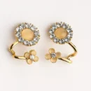 Gold Floral Stone-Studded Earrings for Women