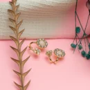 Gold Floral Stone-Studded Earrings for Women