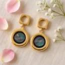 Bold Green Stone Circle Drop Earrings | Contemporary Luxe Jewelry