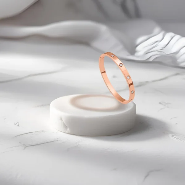 Crystal Love Bangle Bracelet Rose Gold - Image 4