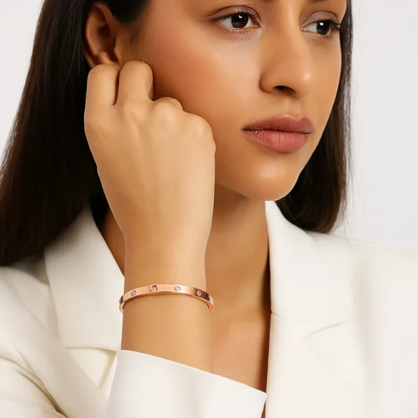 Crystal Love Bangle Bracelet Rose Gold - Image 3