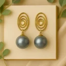Grey Pearl Spiral Drop Earrings | Modern Artistic Statement Jewelry