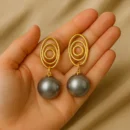 Grey Pearl Spiral Drop Earrings | Modern Artistic Statement Jewelry