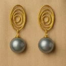 Grey Pearl Spiral Drop Earrings | Modern Artistic Statement Jewelry