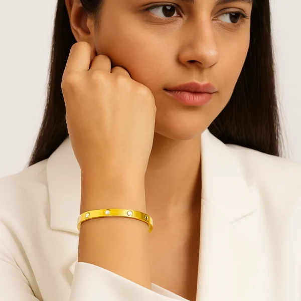 Crystal Love Bangle Bracelet Gold - Image 3