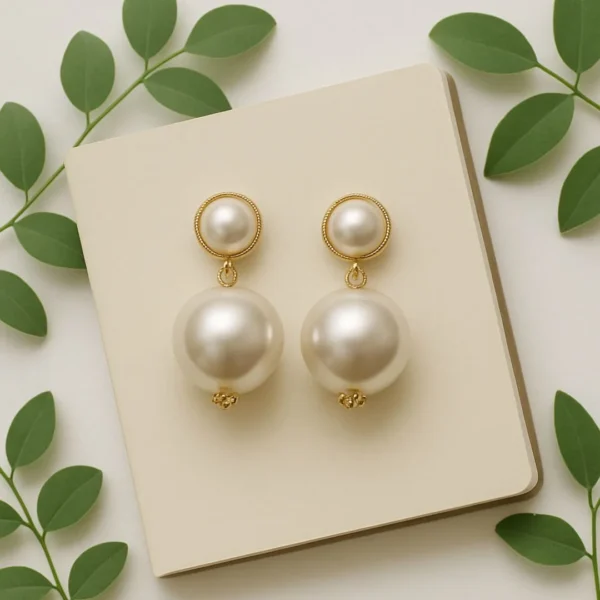 Classic Pearl Statement Earrings – Minimal Yet Bold - Image 2