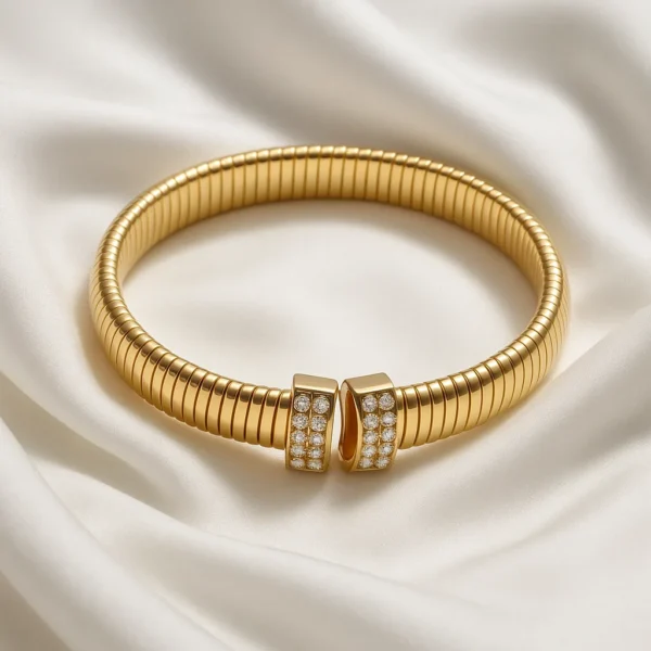Adjustable Golden Bracelet with Sparkling CZ Crystals - Image 2