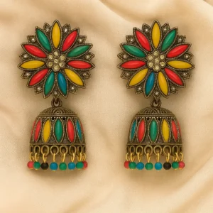 Multicolor Antique Jhumka Earrings for Women – Ethnic Party Wear