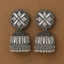Oxidized Silver Jhumka Earrings for Women | Mirror Work Traditional Indian Ethnic Jewelry
