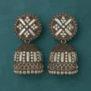 Oxidized Silver Jhumka Earrings for Women | Mirror Work Traditional Indian Ethnic Jewelry