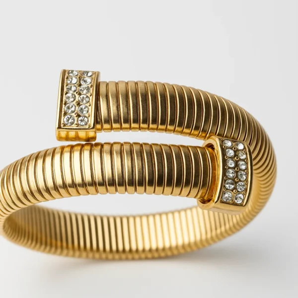 Adjustable Golden Bracelet with Sparkling CZ Crystals - Image 3