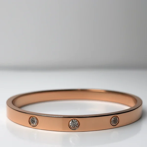 Crystal Love Bangle Bracelet Rose Gold - Image 2