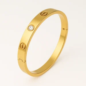 Crystal Love Bangle Bracelet Gold