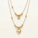 Elegant Dual Layered Gold Heart Pendant Necklace for Women