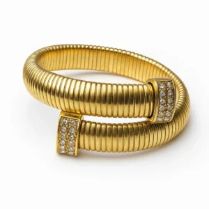 Adjustable Golden Bracelet with Sparkling CZ Crystals