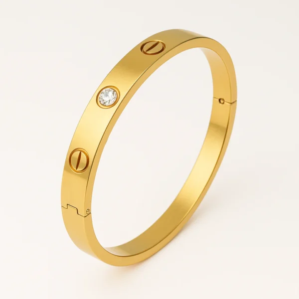 Crystal Love Bangle Bracelet Gold