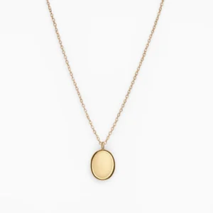 Minimalist Gold Oval Pendant Necklace