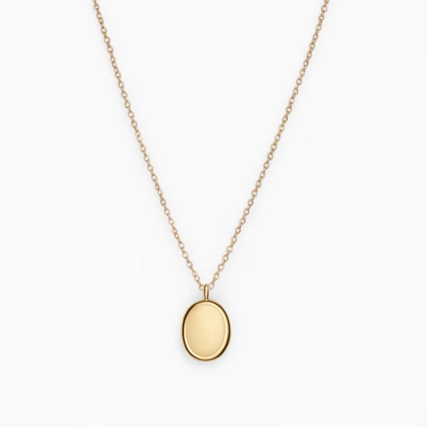 Minimalist Gold Oval Pendant Necklace