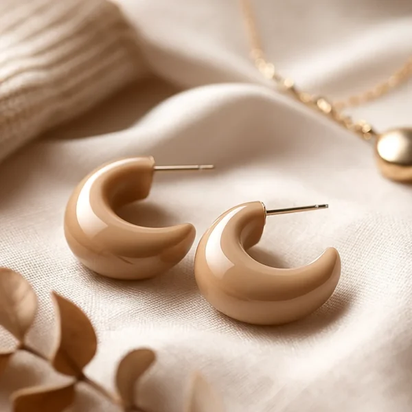 Trendy Crescent Hoop Earrings - Image 3